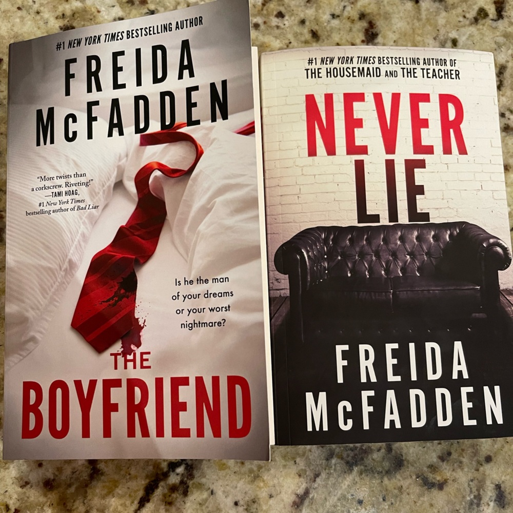 2 Freida McFadden books- The Boyfriend and Never Lie